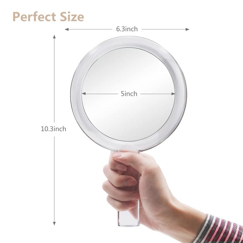 Gotofine 1X & 10X Magnifying Double Side Hand Makeup Mirror with Stand, Handheld Vanity Mirror, Clear - Image 2